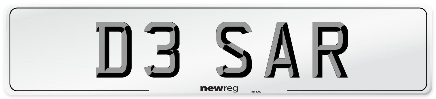 D3 SAR Number Plate from New Reg